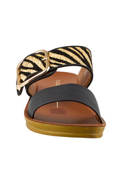 Product shot of the Doti Double Strap Slide - Zebra in colour Zebra, showing detail