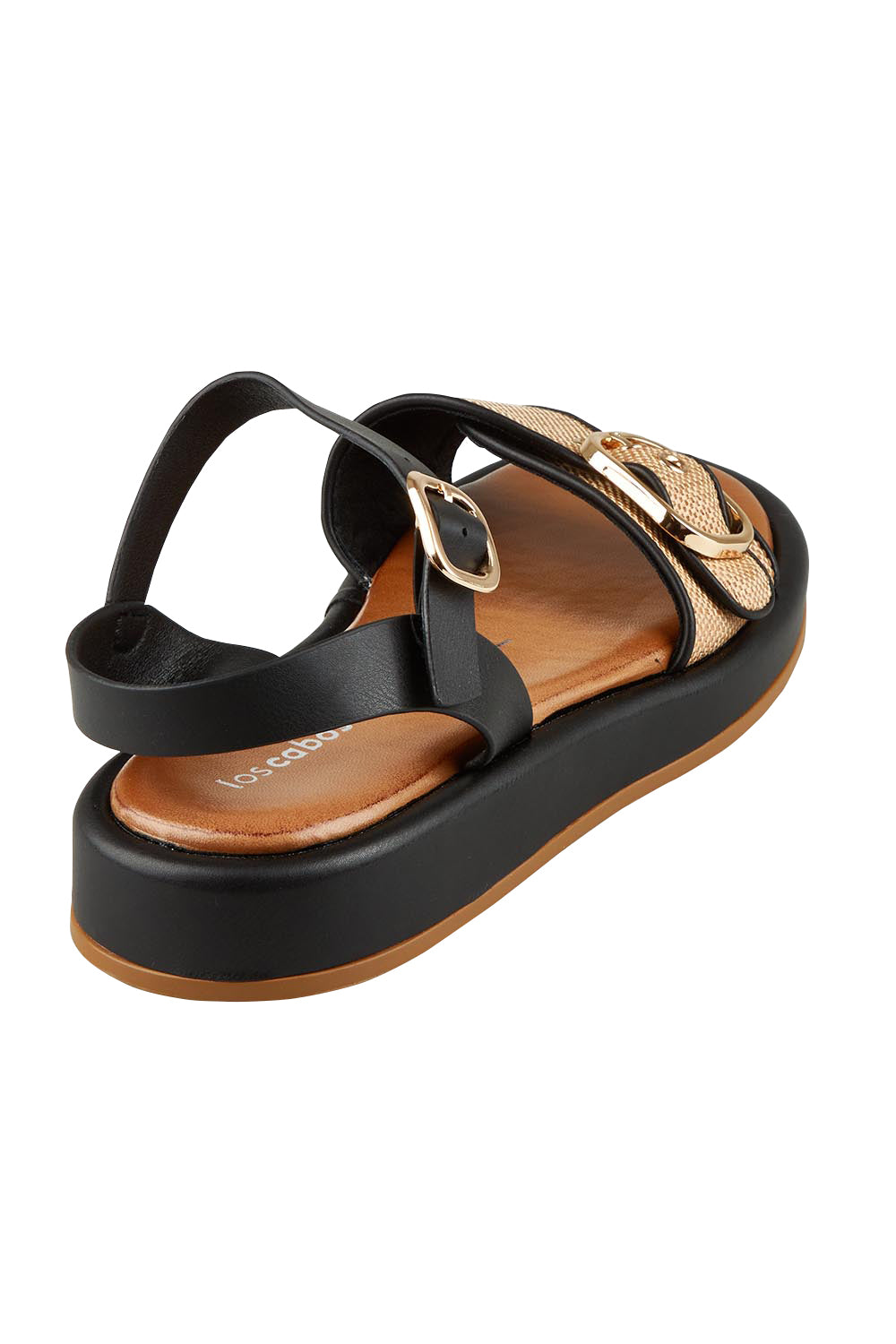 Product shot of the Granada Sandal in colour Caramel, from the back