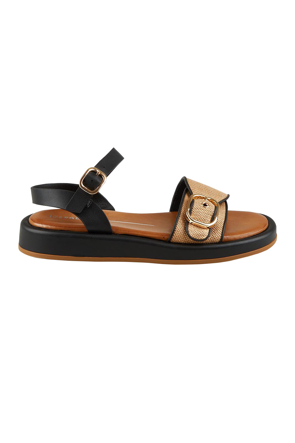 Product shot of the Granada Sandal in colour Caramel, from the front