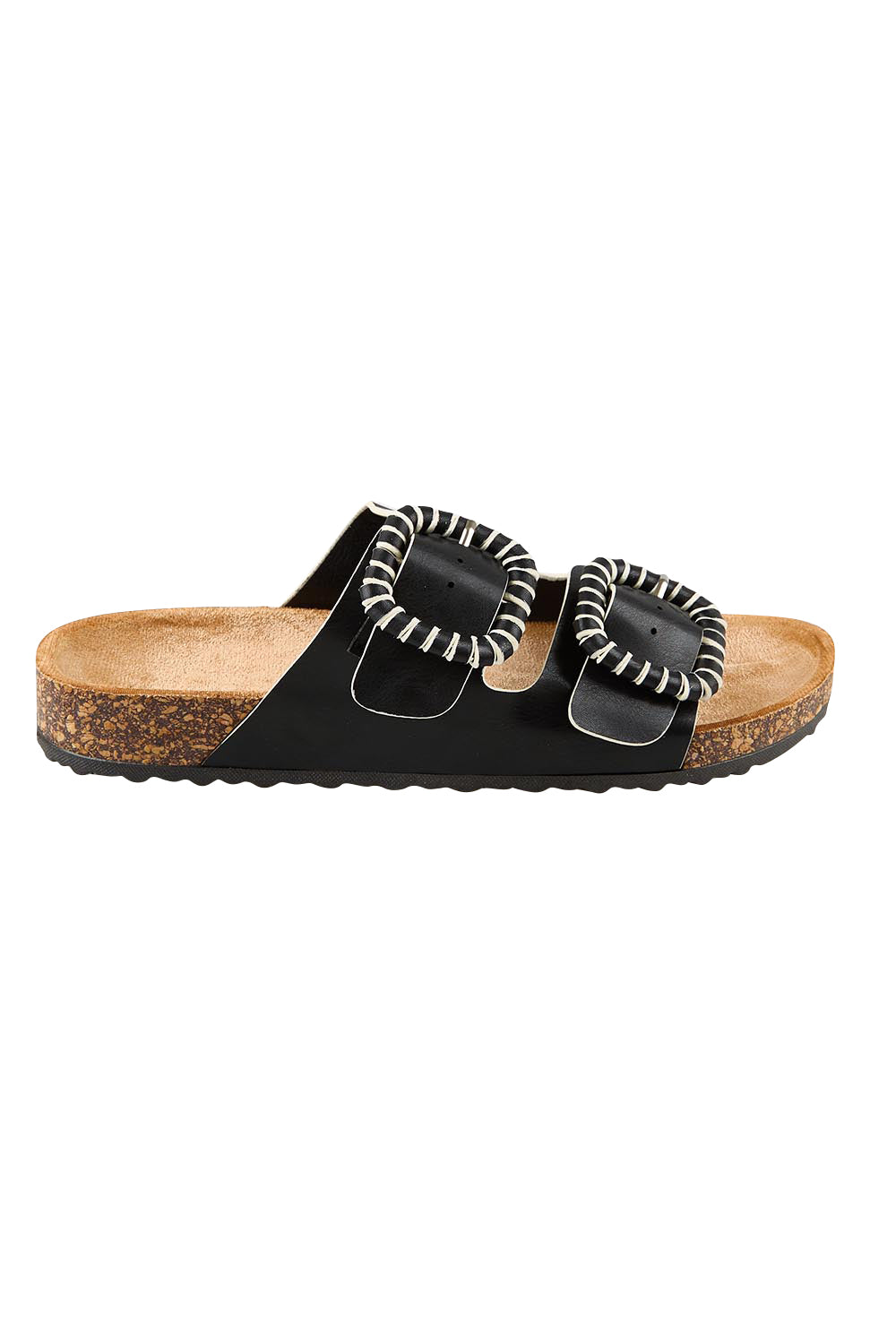 Product shot of the Jirona Slide - Black in colour Black, from the front