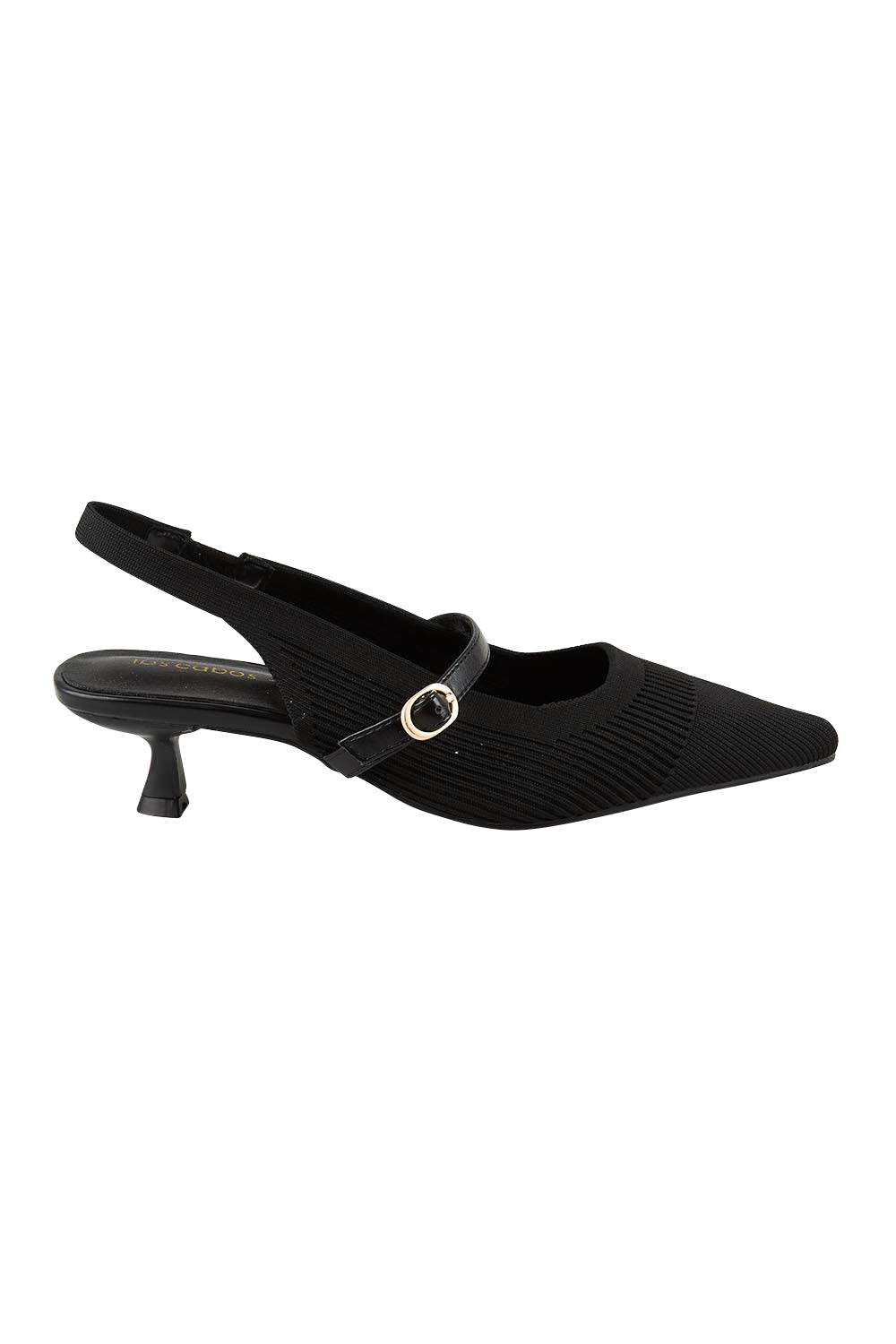 Product shot of the Kiti Heel - Black in colour Black, from the front