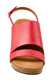 Product shot of the Maribel Heel - Red in colour Red, showing detail