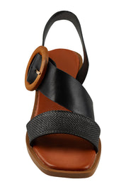 Product shot of the Meridine Heel in colour Black (Black), detail