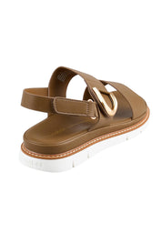 Product shot of the Sana Buckle Sandal - Nicciola in colour Nicciola, from the back