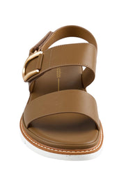 Product shot of the Sana Buckle Sandal - Nicciola in colour Nicciola, showing detail