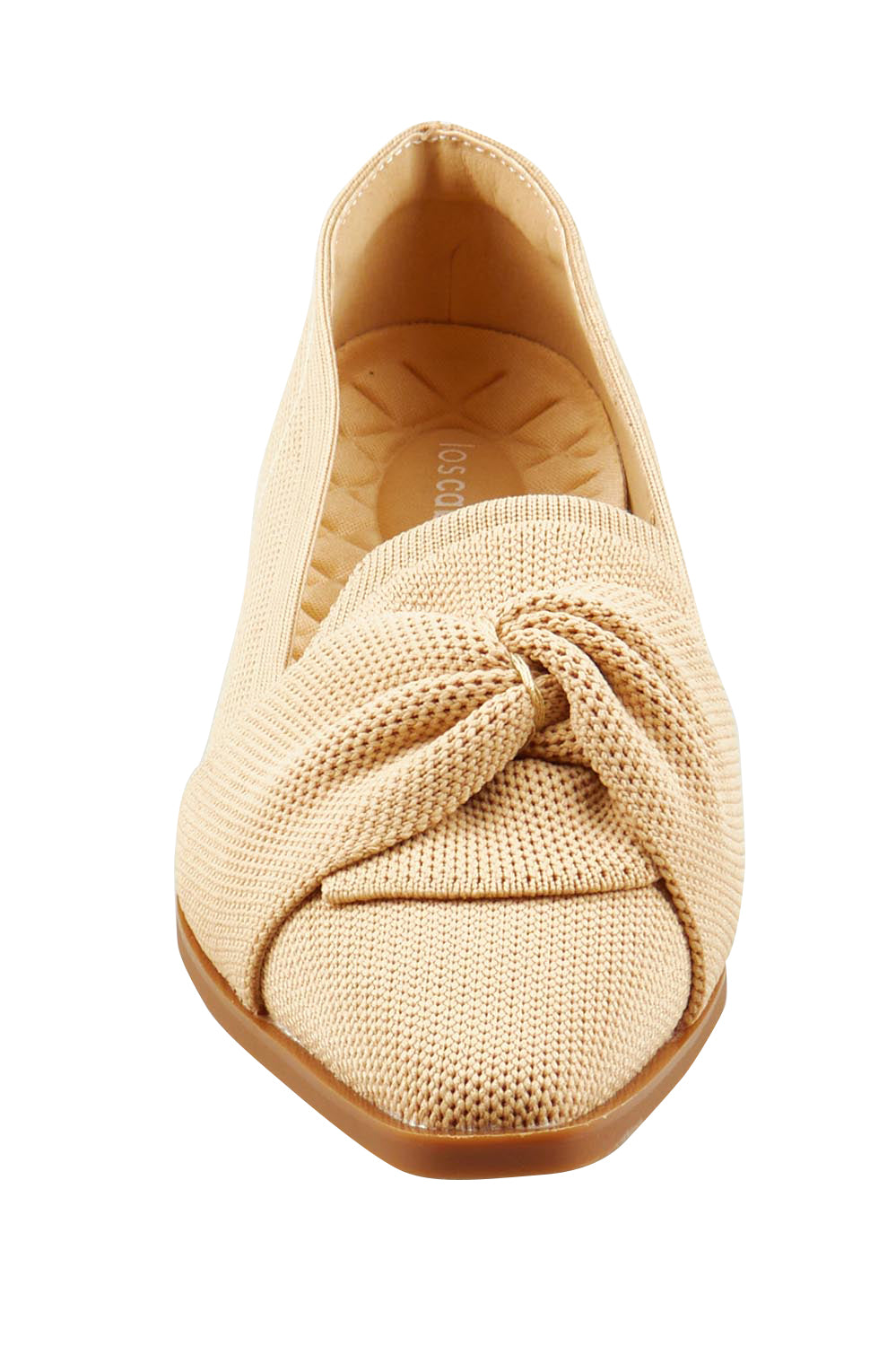 Product shot of the Syretia Fly Knit Washable Flat in colour Caramel, detail