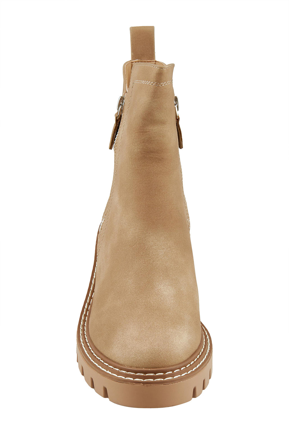 Product shot of the Vianne Double Zip Boot in colour Taupe, detail