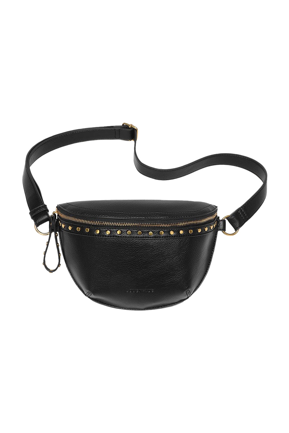 Product shot of the Cassidy Belt Bag in colour Black (Black), from the front