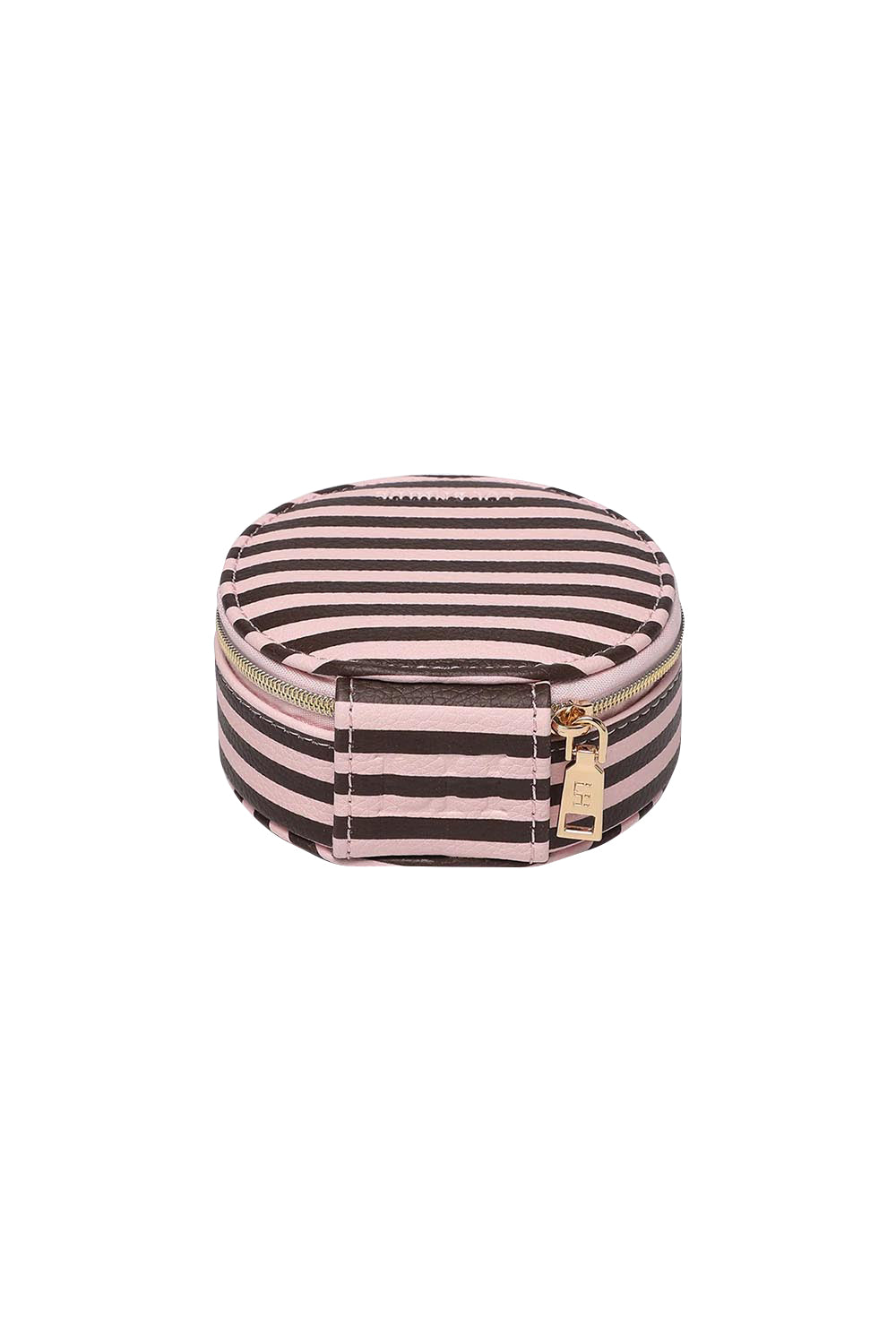 Product shot of the Sisco Stripe Jewellery Box - Pinkchocstripe in colour Pinkchocstripe, from the back