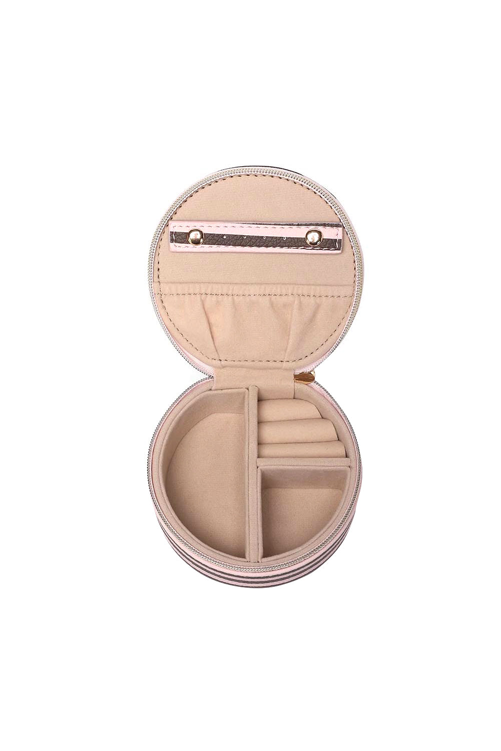 Product shot of the Sisco Stripe Jewellery Box - Pinkchocstripe in colour Pinkchocstripe, from the back
