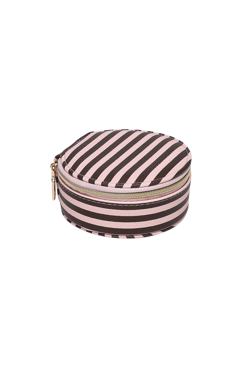 Product shot of the Sisco Stripe Jewellery Box - Pinkchocstripe in colour Pinkchocstripe, showing detail