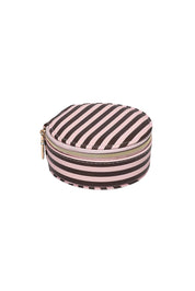 Product shot of the Sisco Stripe Jewellery Box - Pinkchocstripe in colour Pinkchocstripe, showing detail