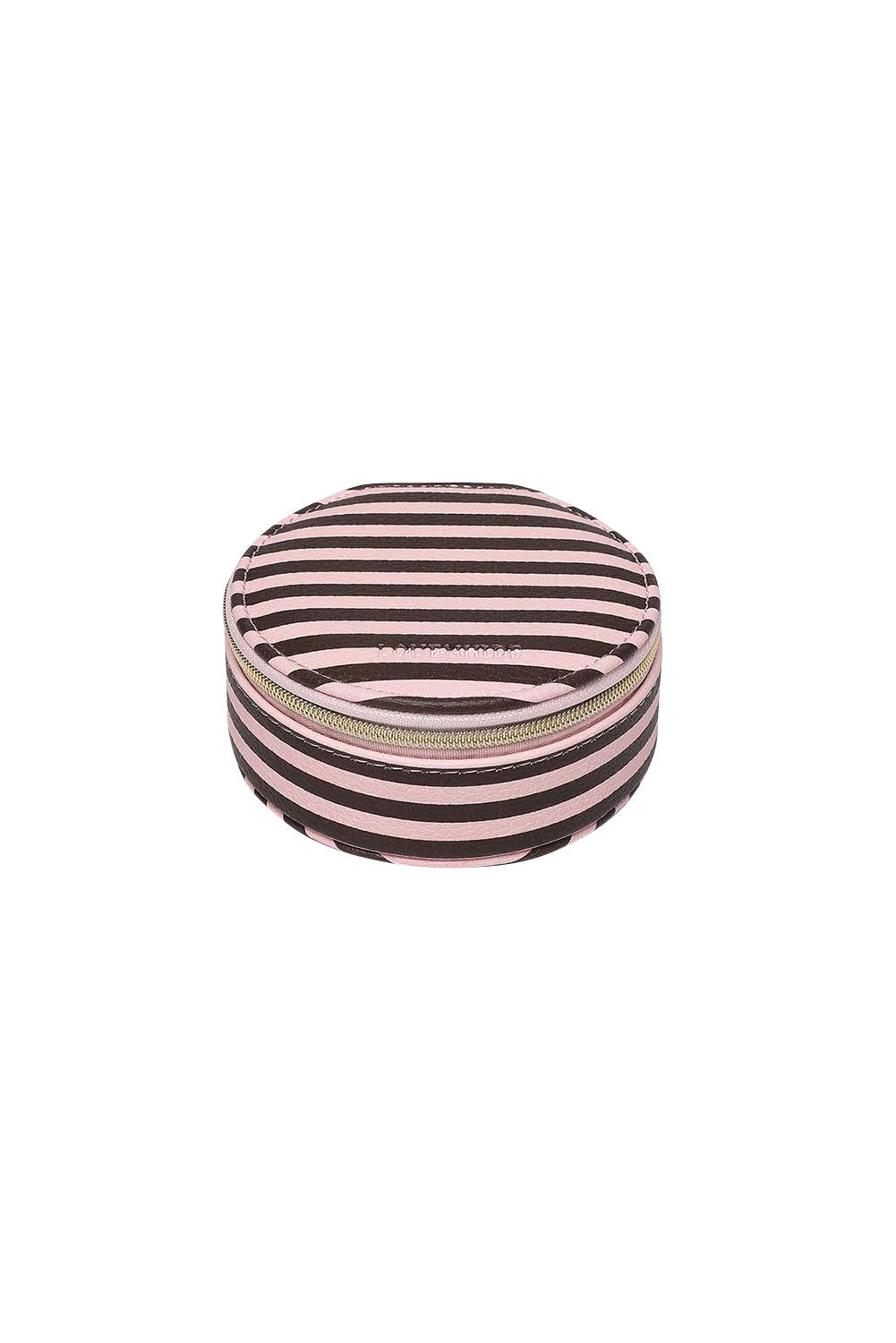 Product shot of the Sisco Stripe Jewellery Box - Pinkchocstripe in colour Pinkchocstripe, from the front