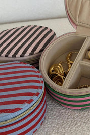 Product shot of the Sisco Stripe Jewellery Box - Redskystripe in colour Redskystripe, from the back