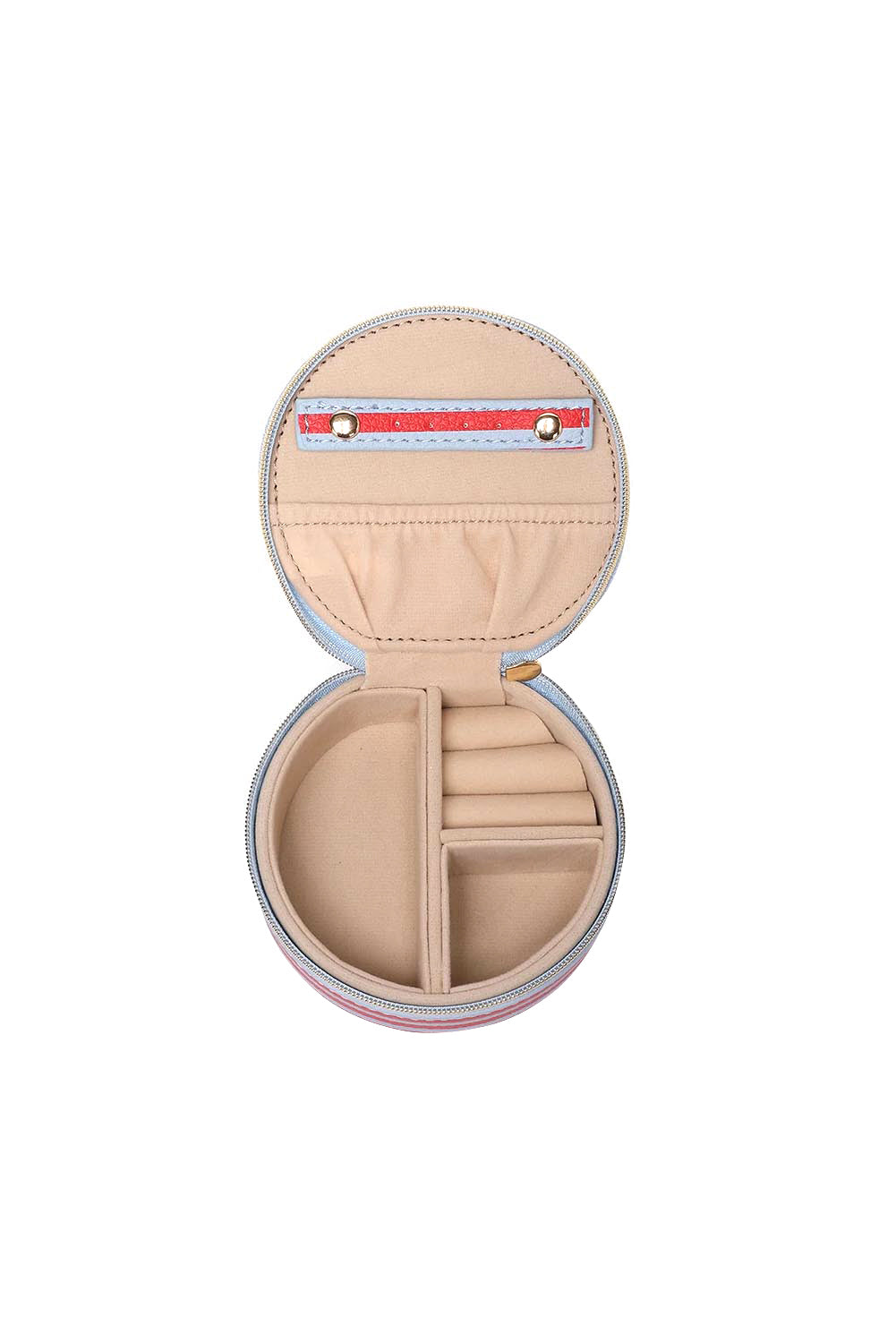 Product shot of the Sisco Stripe Jewellery Box - Redskystripe in colour Redskystripe, showing detail