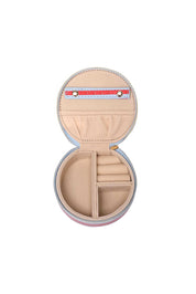 Product shot of the Sisco Stripe Jewellery Box - Redskystripe in colour Redskystripe, showing detail