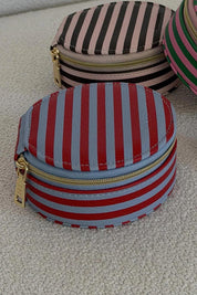 Product shot of the Sisco Stripe Jewellery Box - Redskystripe in colour Redskystripe, from the front