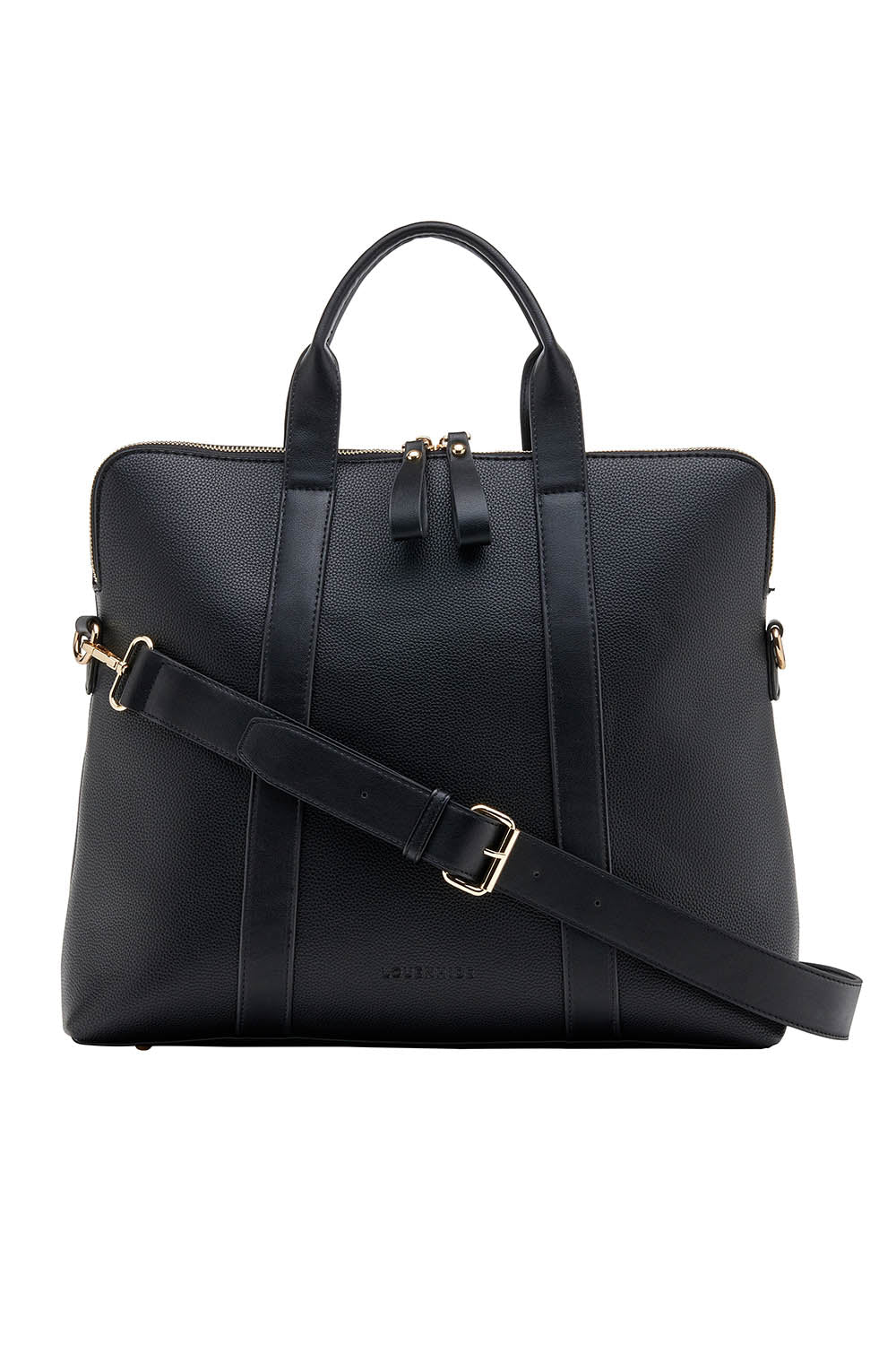 Product shot of the Rhodes Laptop Bag in colour Black (Black), from the front