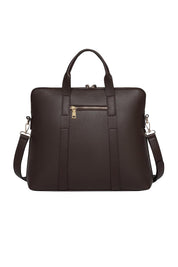 Product shot of the Rhodes Laptop Bag in colour Chocolate, from the back