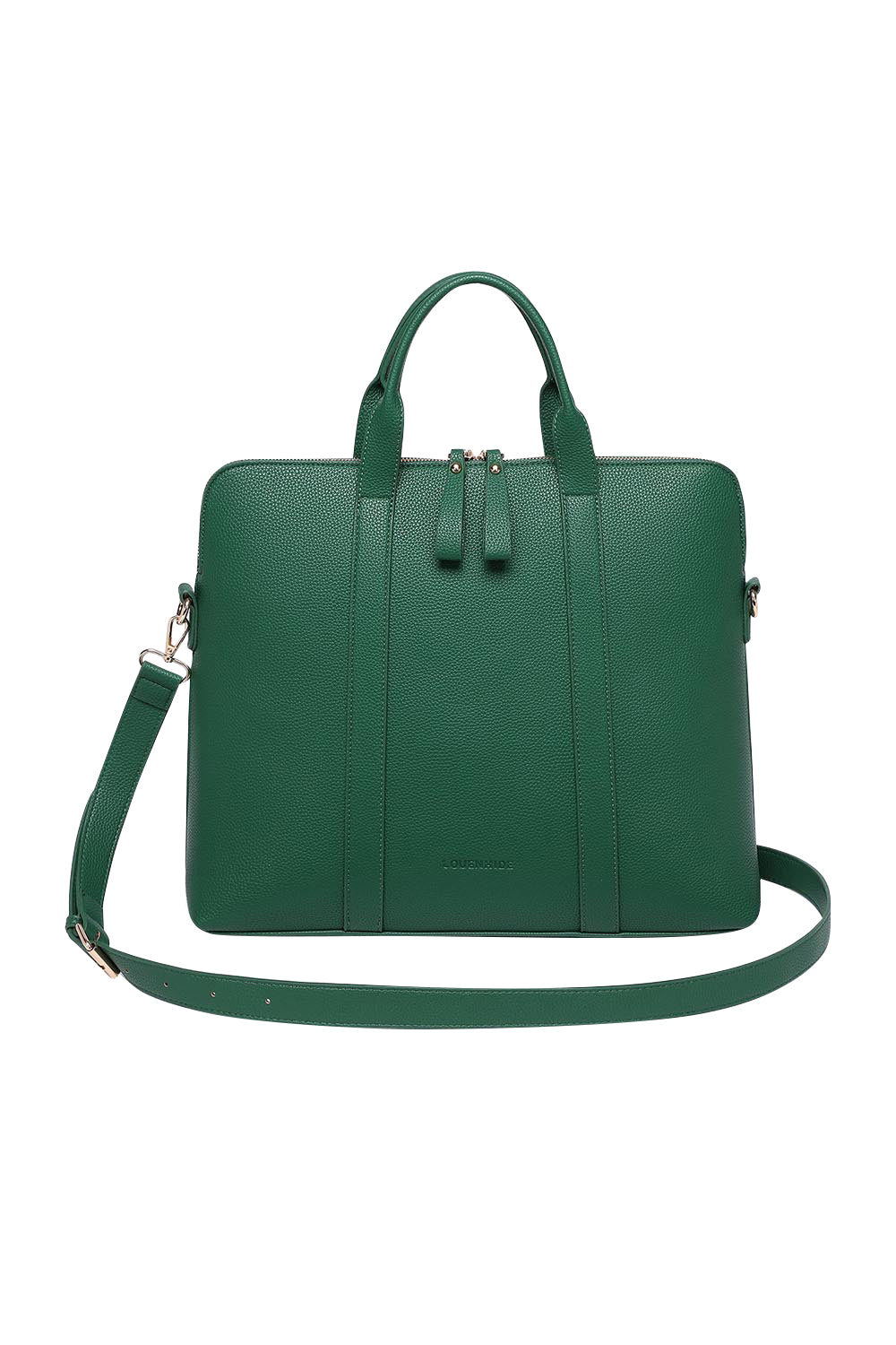 Product shot of the Rhodes Laptop Bag in colour Green (Green), from the front