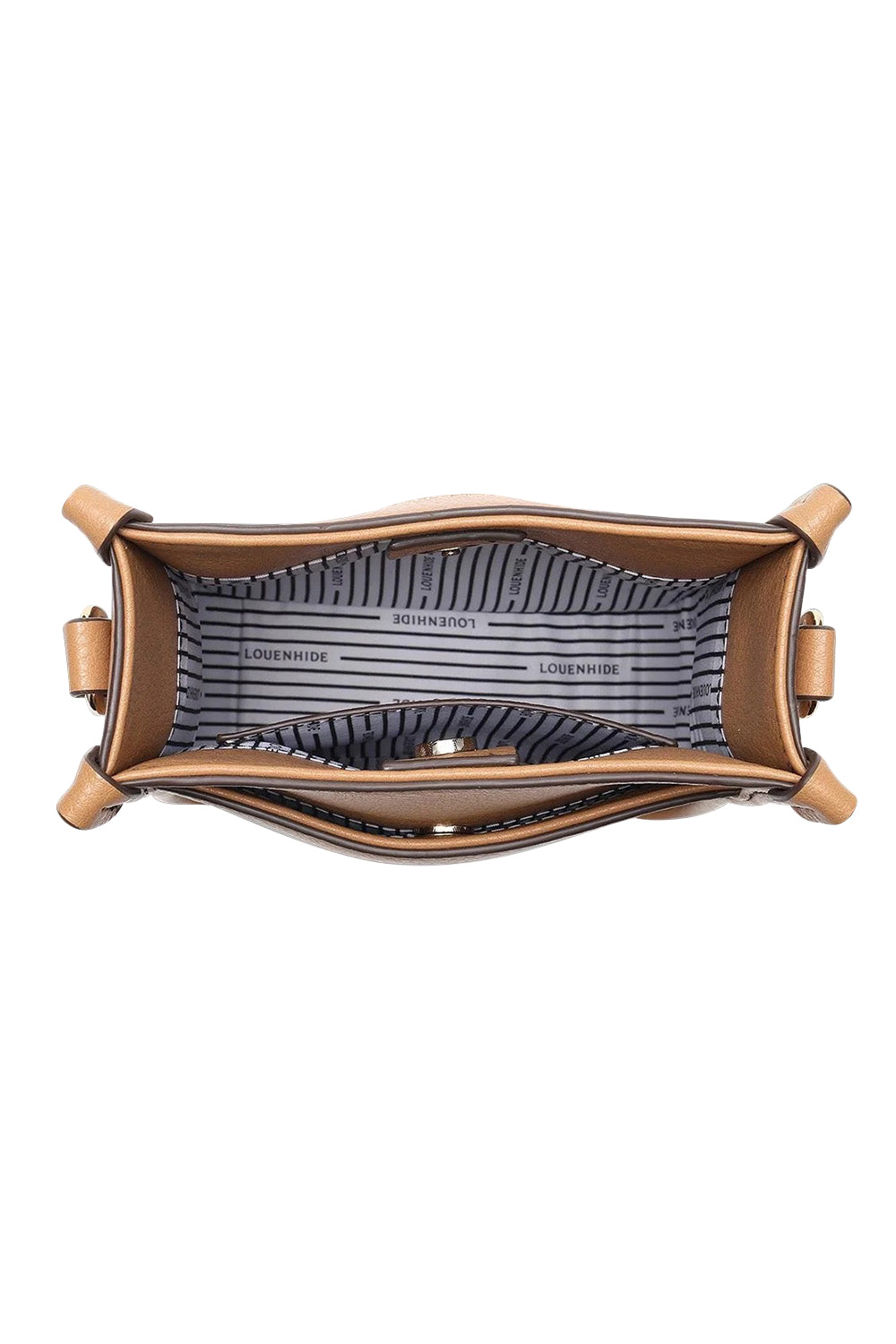 Product shot of the Parker Phone Crossbody Bag in colour Camel, detail