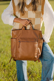 Product shot of the Bronx Backpack - Nutmeg in colour Nutmeg, from the back