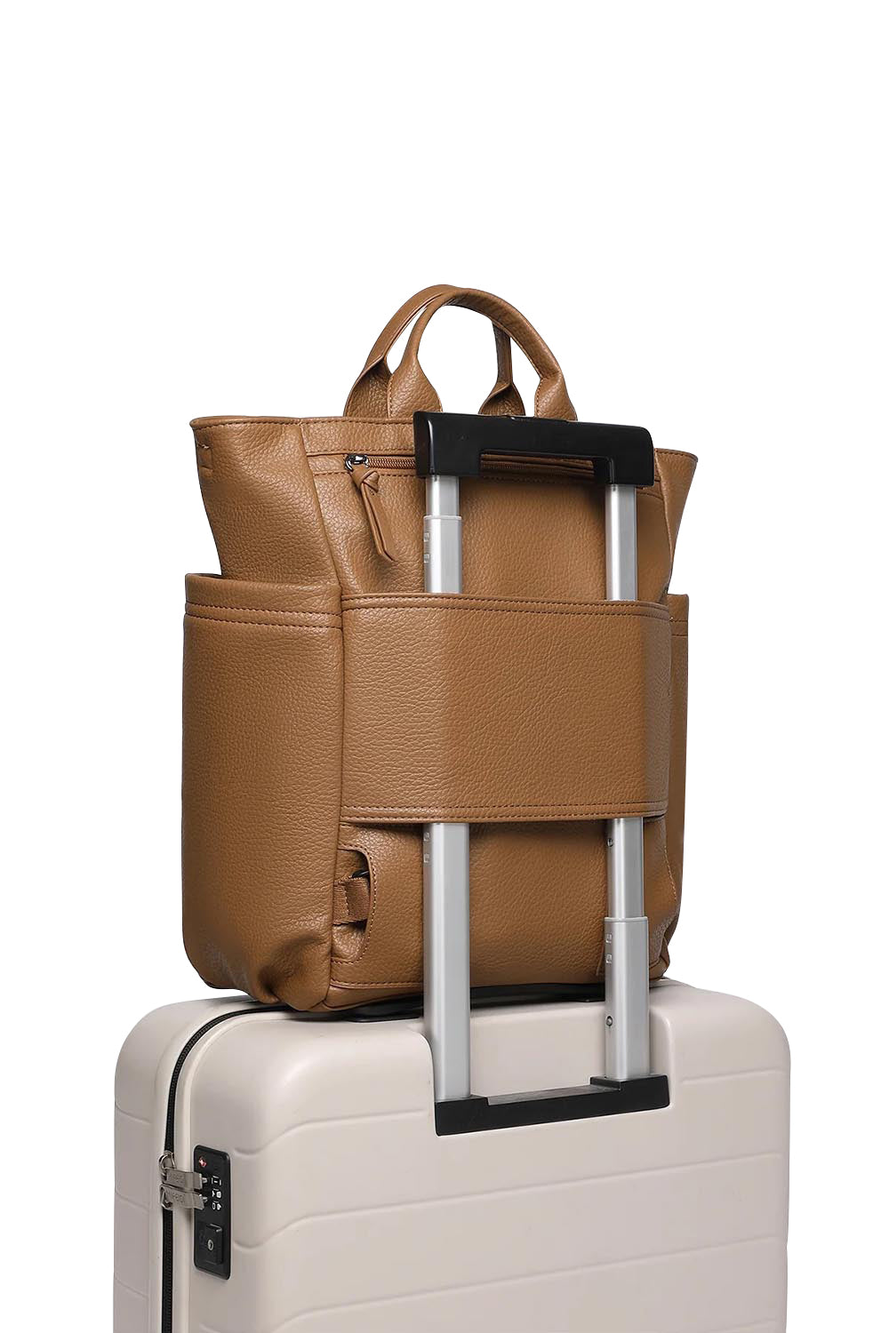 Product shot of the Bronx Backpack - Nutmeg in colour Nutmeg, from the back
