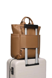 Product shot of the Bronx Backpack - Nutmeg in colour Nutmeg, from the back