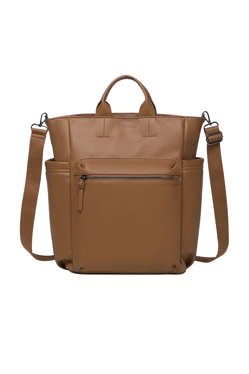 Product shot of the Bronx Backpack - Nutmeg in colour Nutmeg, from the front