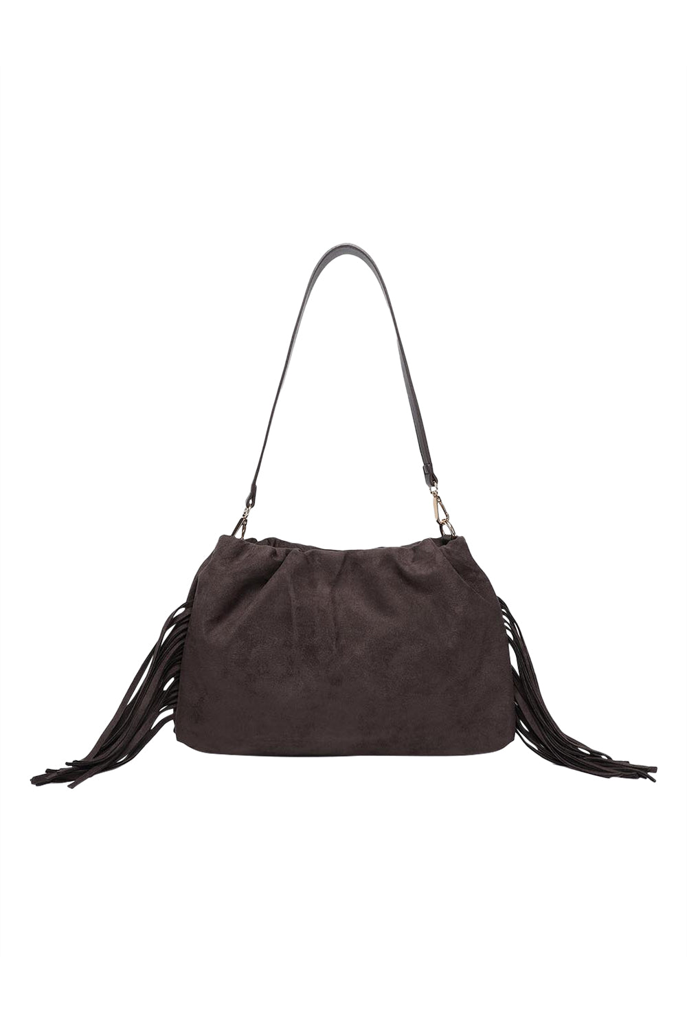 Product shot of the Reese Shoulder Bag in colour Chocolate, from the back
