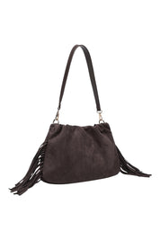 Product shot of the Reese Shoulder Bag in colour Chocolate, detail