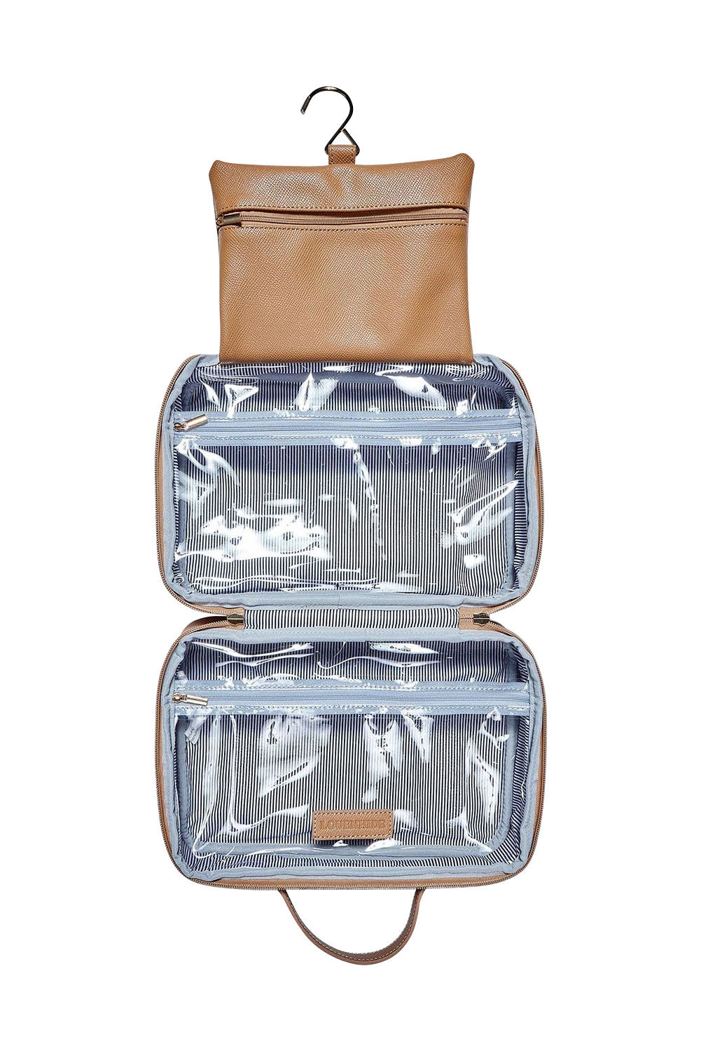 Product shot of the Baby Emma Cosmetic Case in colour Camel, detail