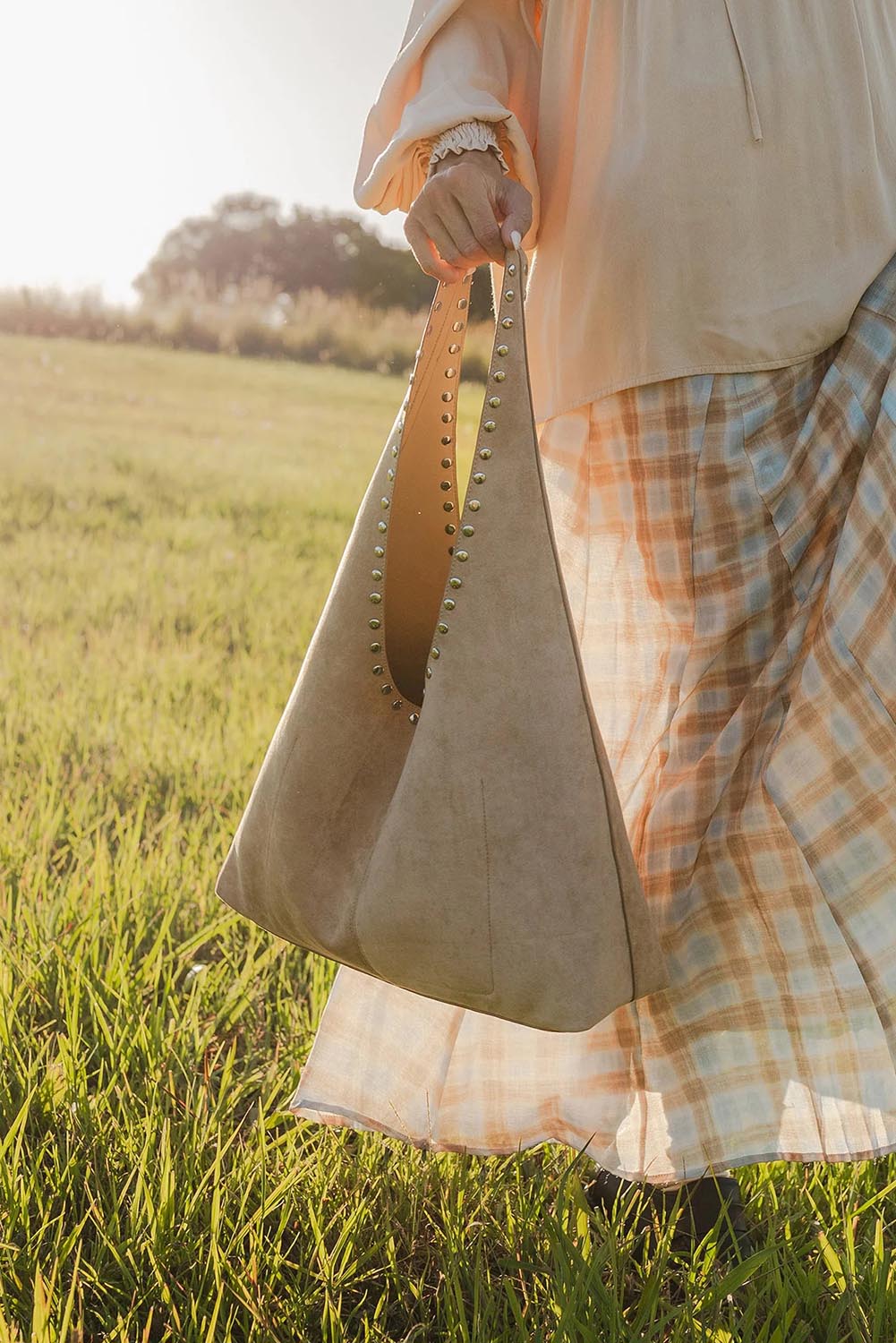 Hailey Suedette Shoulder Bag – Blonde