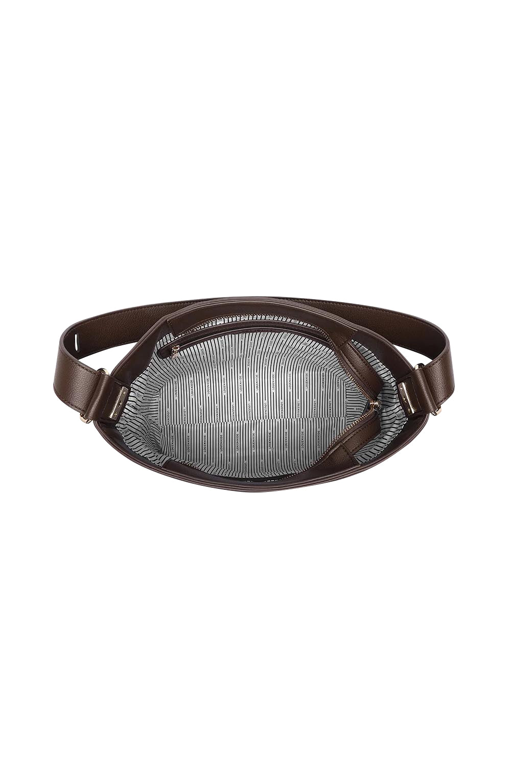 Product shot of the Audrey Shoulder Bag in colour Chocolate, detail