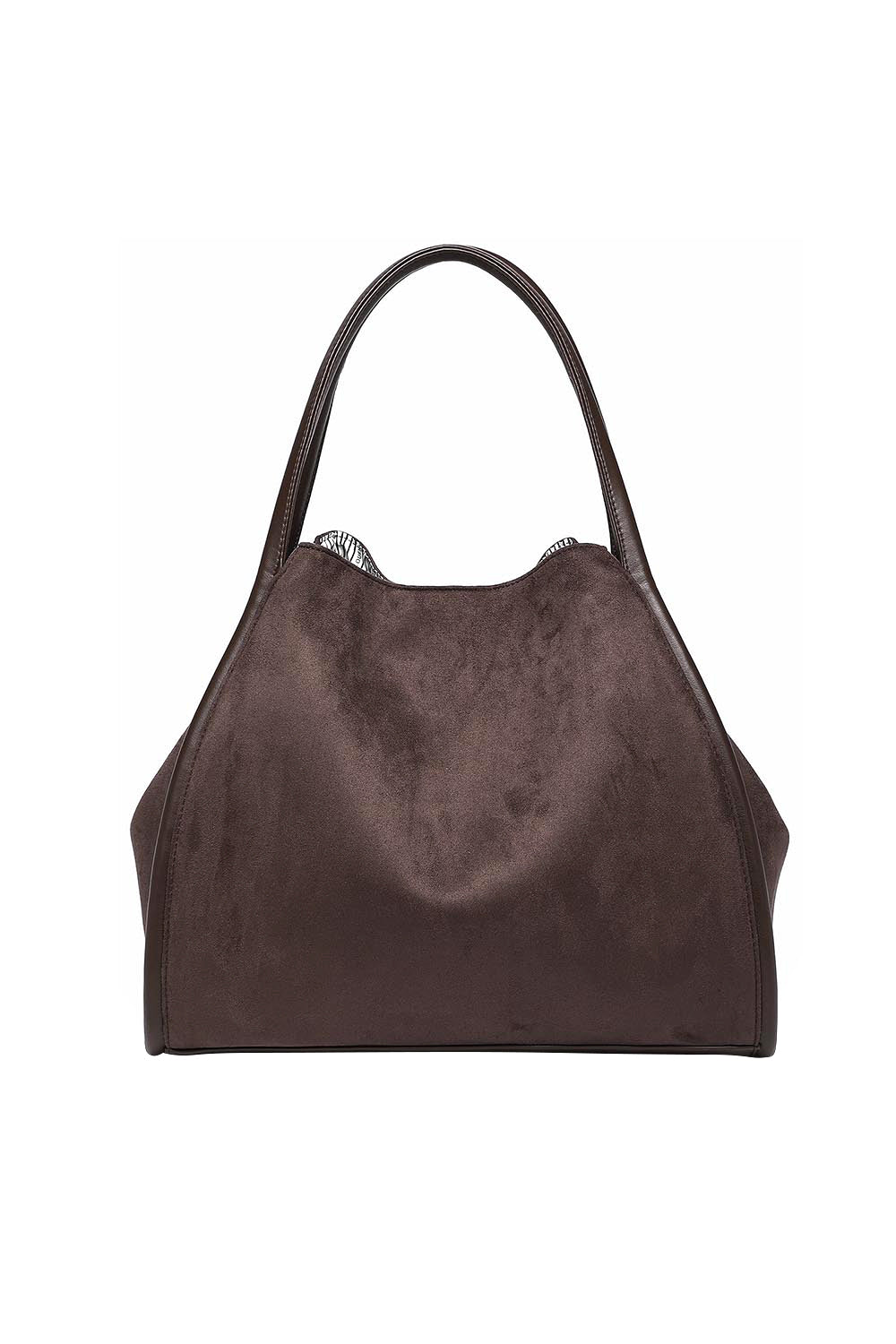 Product shot of the Sutton Suedette Shoulder Bag - Chocolate in colour Chocolate, from the back