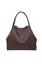 Product shot of the Sutton Suedette Shoulder Bag - Chocolate in colour Chocolate, from the back