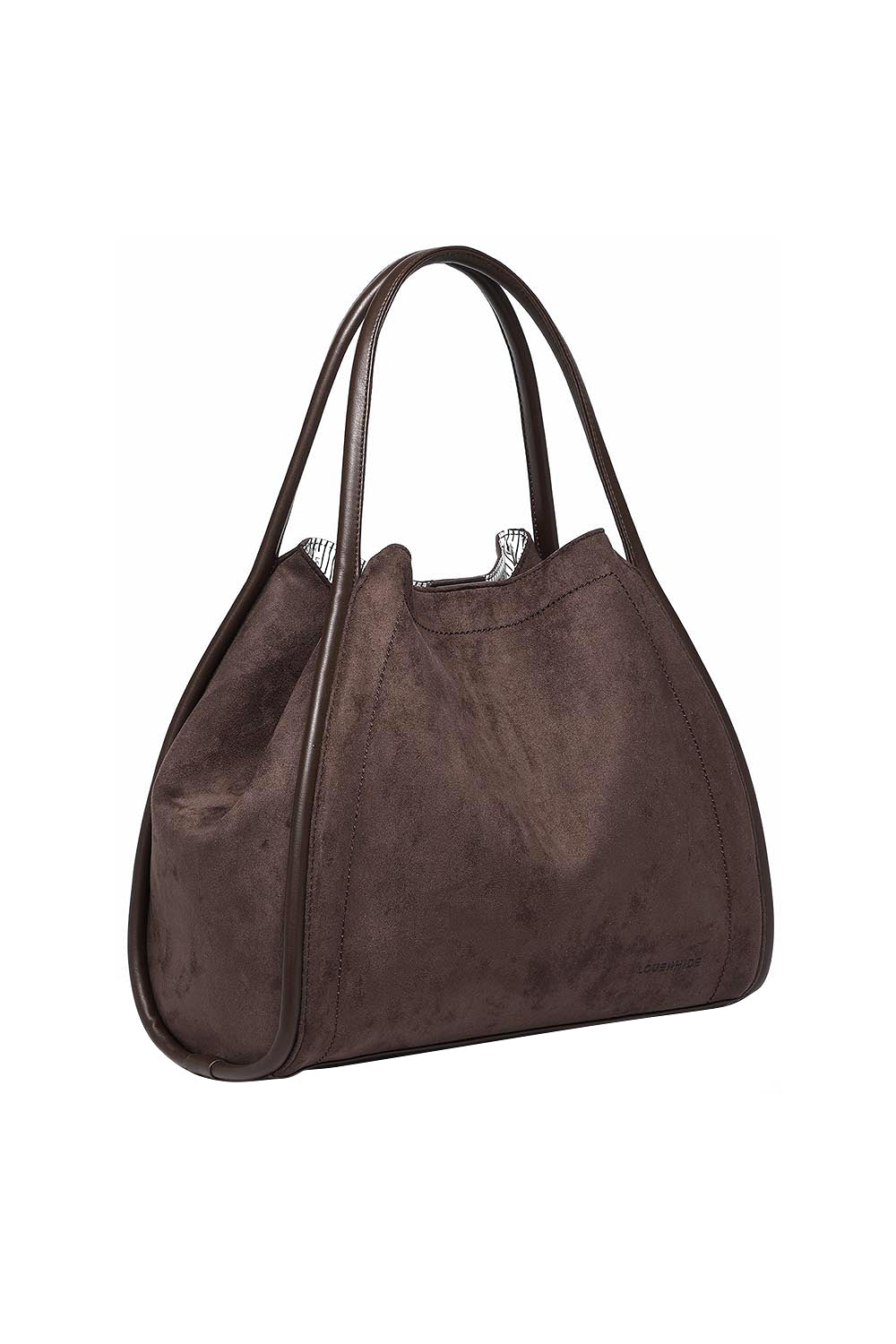 Product shot of the Sutton Suedette Shoulder Bag - Chocolate in colour Chocolate, showing detail