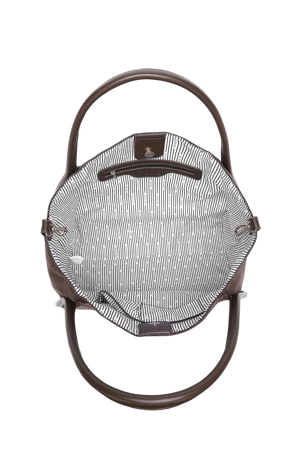 Product shot of the Sutton Suedette Shoulder Bag - Chocolate in colour Chocolate, showing detail