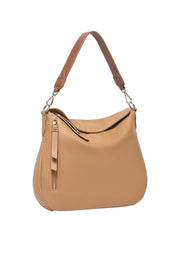 Product shot of the Nadia Shoulder Bag - Camel in colour Camel, from the back