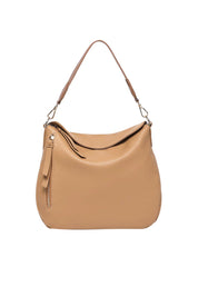Product shot of the Nadia Shoulder Bag - Camel in colour Camel, showing detail