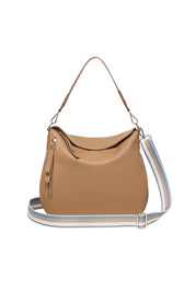 Product shot of the Nadia Shoulder Bag - Camel in colour Camel, from the front