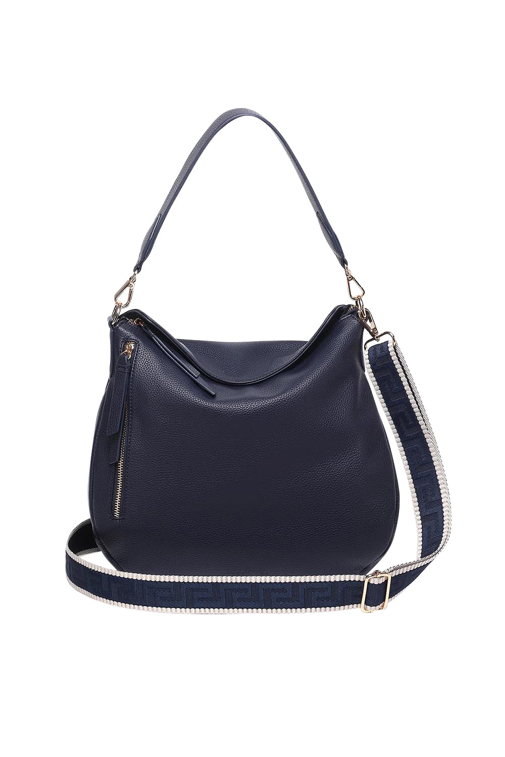 Product shot of the Nadia Shoulder Bag - Navy in colour Navy, from the front