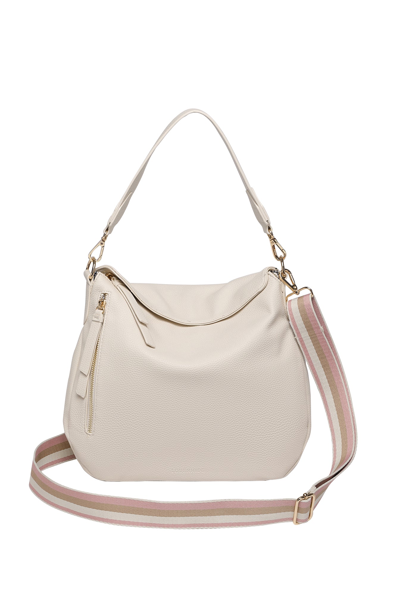 Product shot of the Nadia Shoulder Bag in colour Vanilla, from the front