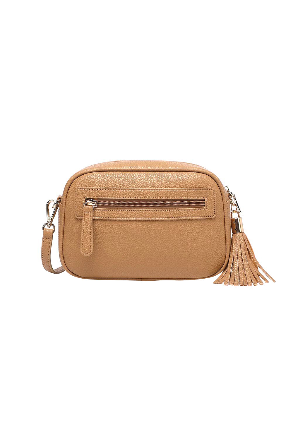 Product shot of the Jacinta Gia Crossbody Bag - Camel in colour Camel, from the back