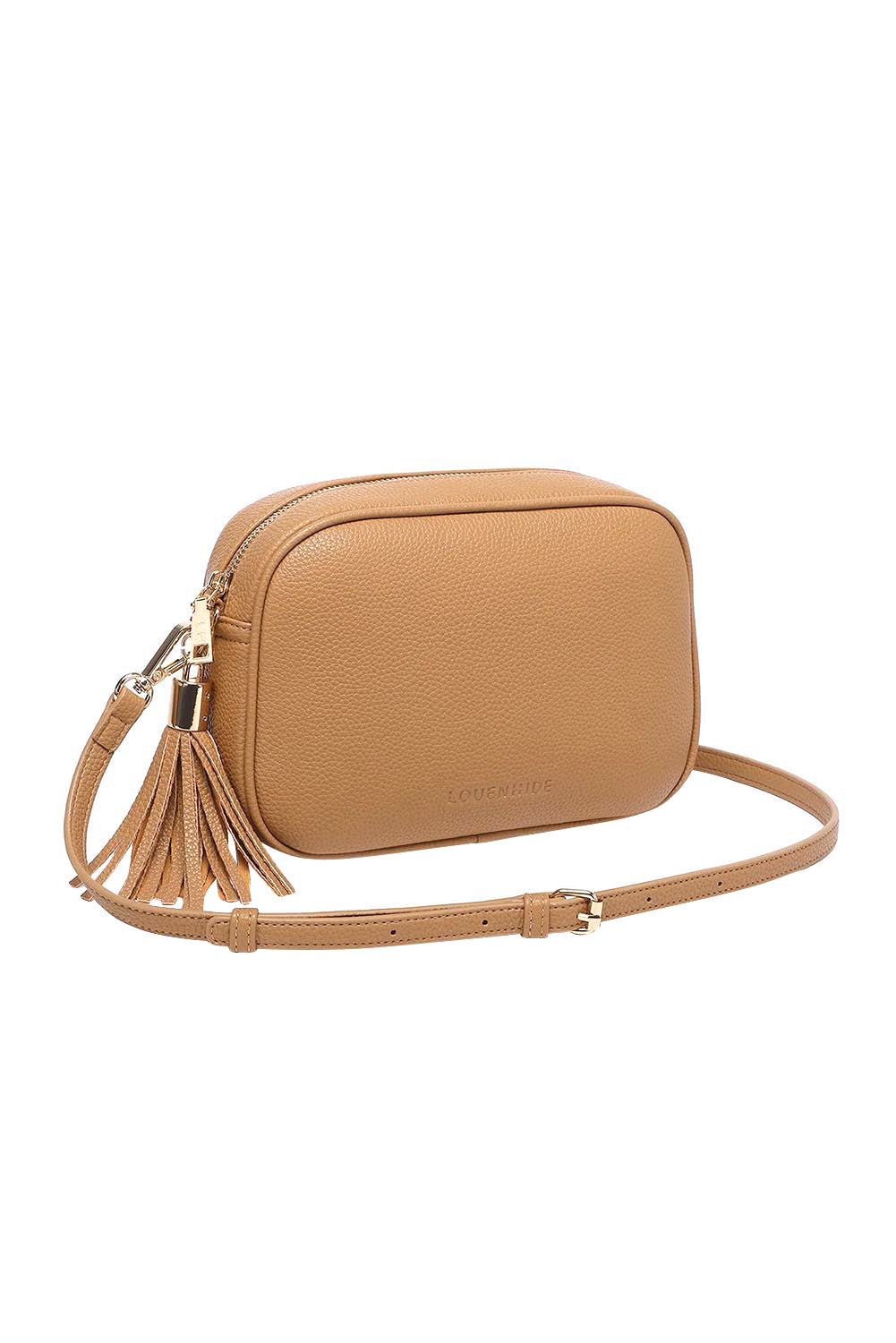 Product shot of the Jacinta Gia Crossbody Bag - Camel in colour Camel, from the back