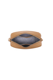 Product shot of the Jacinta Gia Crossbody Bag - Camel in colour Camel, showing detail