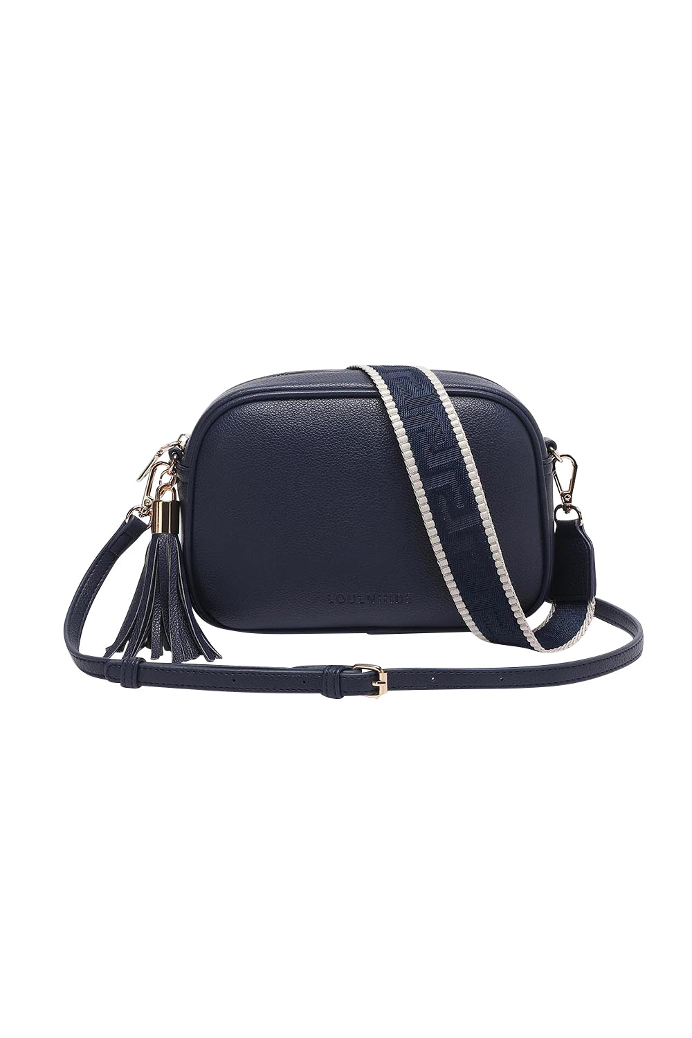 Product shot of the Jacinta Gia Crossbody Bag - Navy in colour Navy, from the front