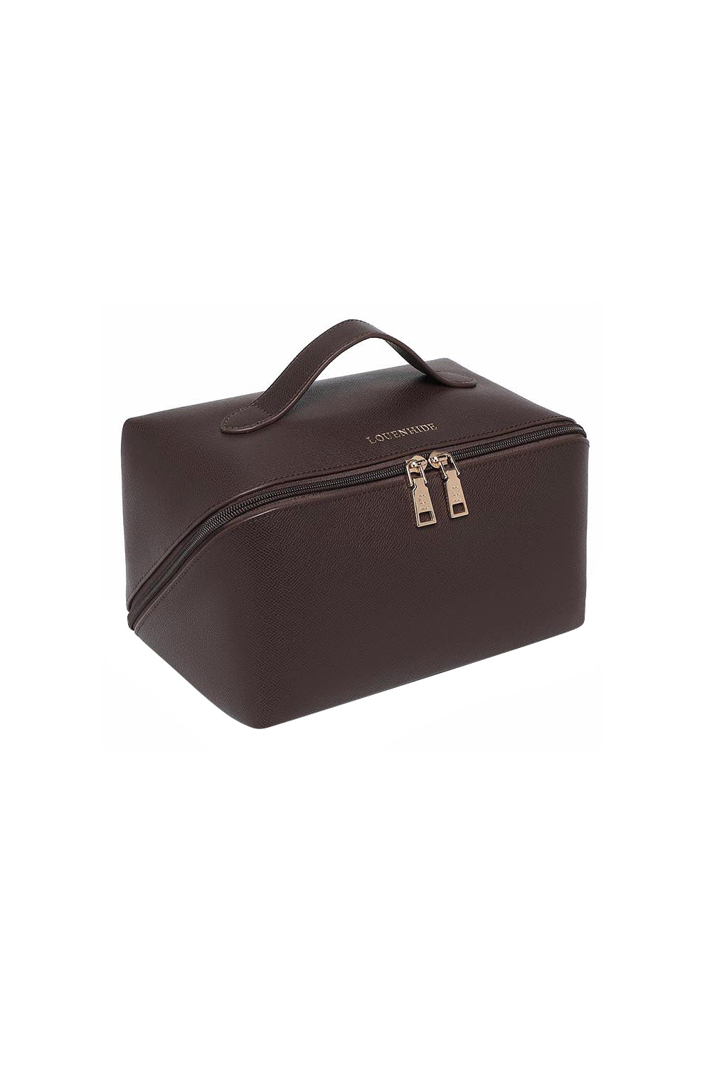 Product shot of the Orion Cosmetic Case - Chocolate in colour Chocolate, from the back