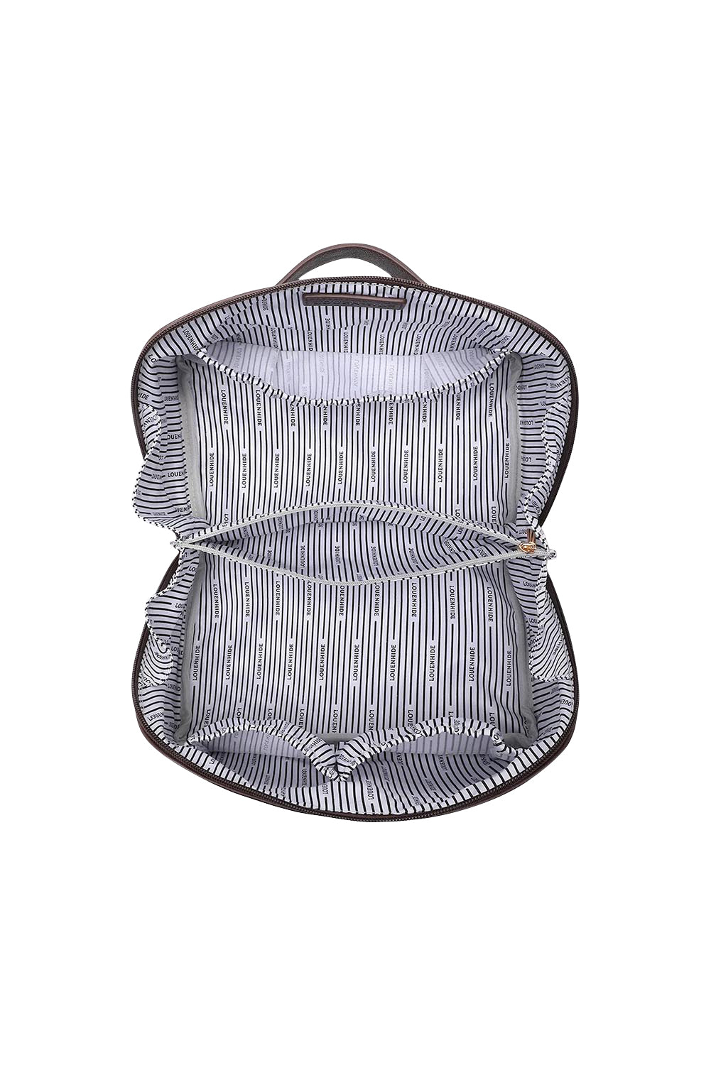 Product shot of the Orion Cosmetic Case - Chocolate in colour Chocolate, showing detail