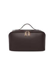 Product shot of the Orion Cosmetic Case - Chocolate in colour Chocolate, from the front
